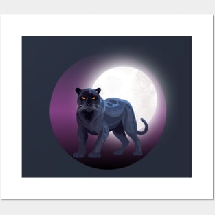 RETRO MOON PANTHER Posters and Art